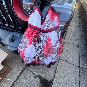 Women’s Red Floral Halter Dress